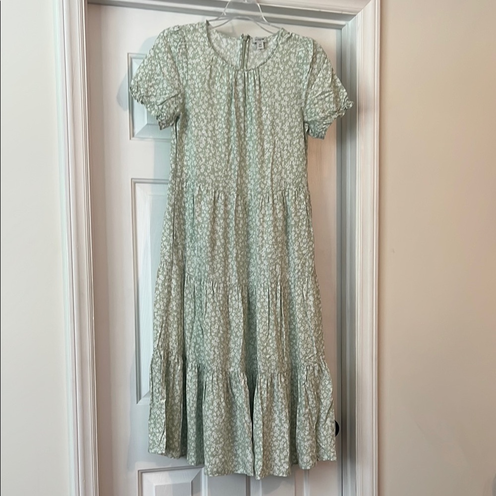 J. Crew Factory Green Tiered Midi Dress XS